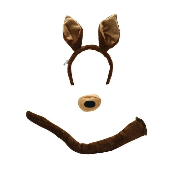 Nicky Bigs Novelties Adult Animal Kangaroo Ears Headband Bendable Tail Halloween Costume Accessory Set