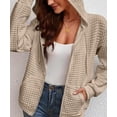 thumbnail image 3 of NJWS Womens Zip Up Hoodie Oversized Sweatshirt Drawstring Waffle Hooded Jackets Casual Daily Outfits With Pockets, 3 of 6