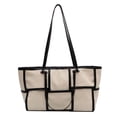 thumbnail image 5 of QWZNDZGR 2022 New Korean Woven Bag Contrast Checkerboard Simple Portable Tote Bag Chaozimu Single-Shoulder Cross-Body Women's Bag, 5 of 8