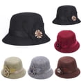 thumbnail image 2 of Retro Spring Summer Flower Linen Wide Brim Cocktail Party Travel Ladies Hat Gift, 2 of 10
