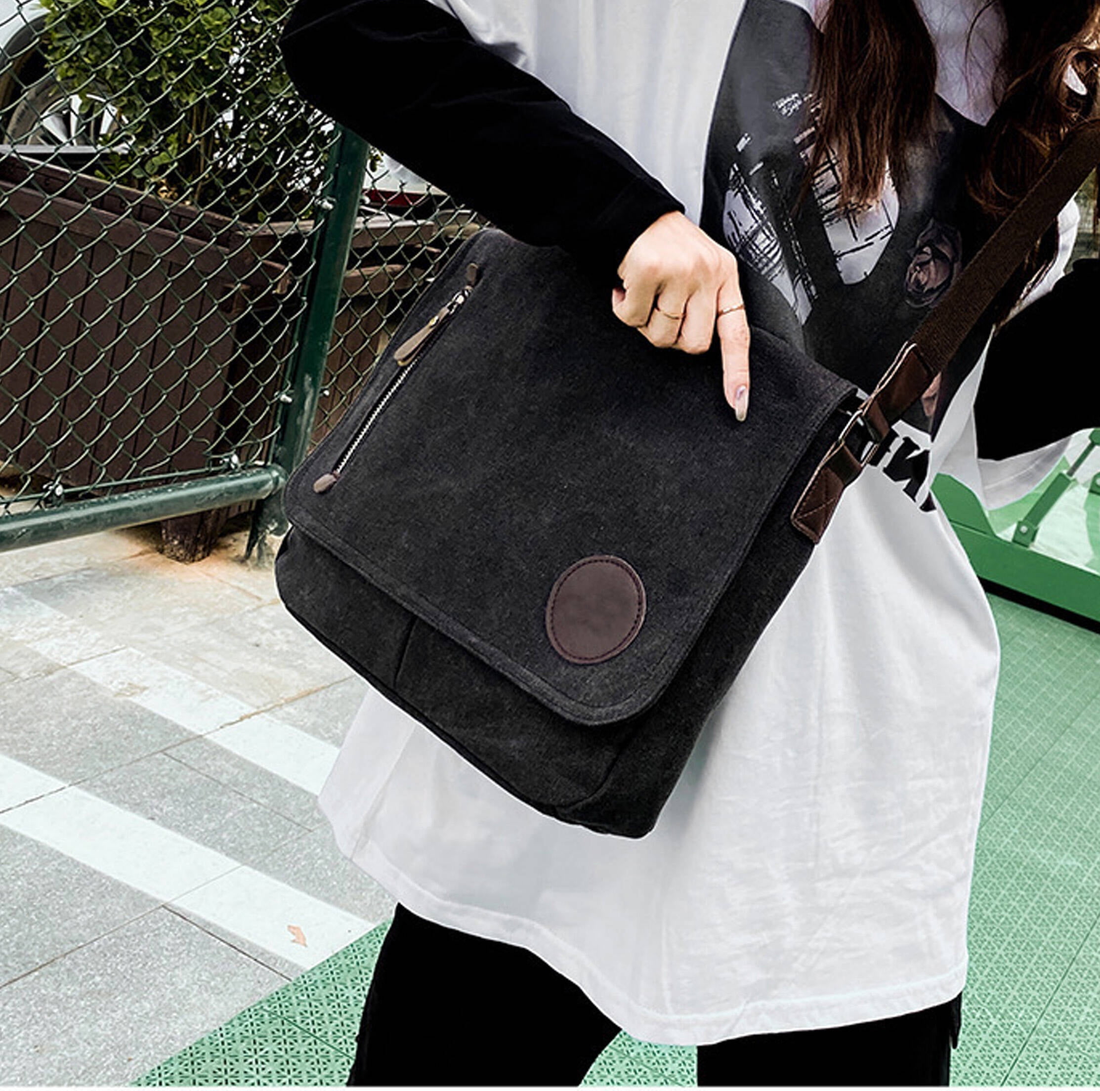 GASTROPOD Canvas Messenger Bag,Nylon Material Laptop Bag,Water-Resistant Design Travel Bag,Sturdy Nylon Fabric Crossbody Bag,