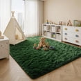 thumbnail image 6 of LUOVEN Soft Plush Shag Area Rug, 8*10 Fluffy Indoor Floor Carpet for Living Room Bedroom, Dark Green, 6 of 7