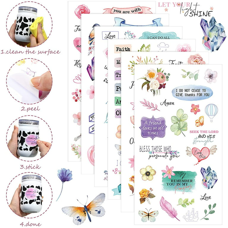  24 Sheets Bible Stickers, Inspirational Christian Stickers,  Bible Verse Stickers for Journaling Scrapbook, Religious Jesus Faith Stickers  Bible Journaling Supplies for Teens Adults