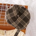 thumbnail image 5 of Zwiiyzr 4-8 Years Girls British Style Dress Suit Two Piece Set 2024 Spring Fall Midi A-Lined Dress Long Sleeve Spliced Plaid Princess Dress 鈥媁ith Hat Brown, 5 of 6