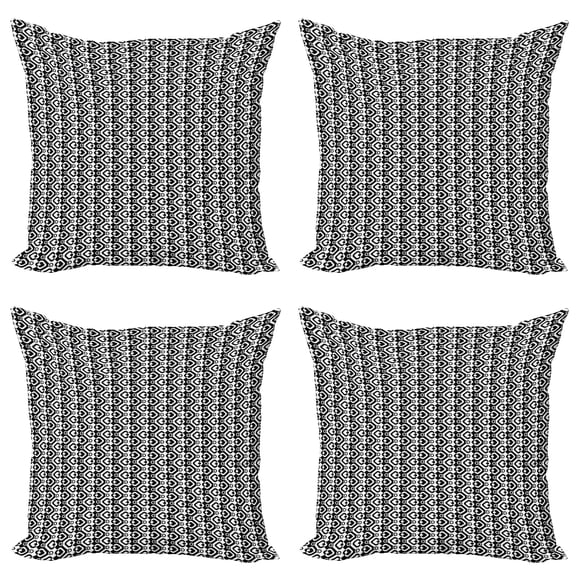 Ambesonne Geometric Throw Pillow Cover 4 Pack, Abstract Chevron Zigzag, 18", Black and White
