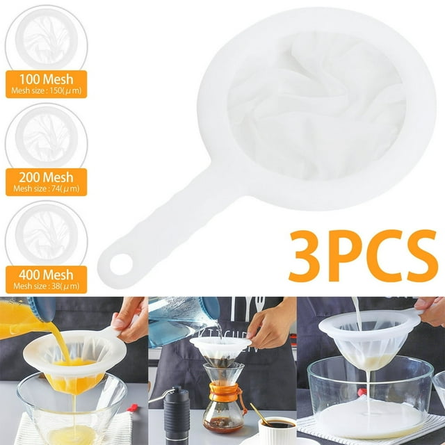 Kitchen Ultra-Fine Nylon Mesh Strainer Plastic Sieve Fine Mesh with Handle Kitchen Filter Tool for Soy Milk Coffee Yogurt Juice Tea Honey