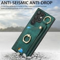 thumbnail image 3 of SaniMore for Samsung Galaxy S23 Ultra Case, Card Slots [Up to 2] Carabiner Finger Ring Stand Magnetic Car Mount PU Leather Skin Soft Shockproof TPU Anti-drop Anti-scratch Wallet Shell -Green, 3 of 8