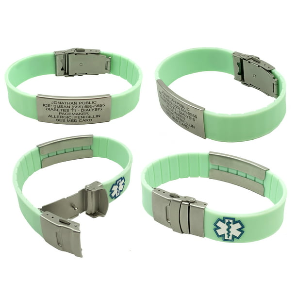 Silicone SPORT Medical Alert ID Bracelet - Custom Engraved! Choose Your ...