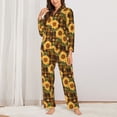 thumbnail image 2 of Honeii Yellow Black Plaid Sunflower print Women's Pajama Sets Long Sleeve Button Down Sleepwear Nightwear Soft Pjs Lounge Sets-Small, 2 of 7