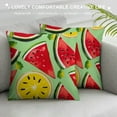 thumbnail image 3 of Creowell Happy Sweet Summer Time Watermelon Decorative Throw Pillow Cover, Lemon Watercolor Porch Outdoor Home Decor, Lemonade Seasonal Holiday Farmhouse Sofa Couch Cushion Case 12x12in, 3 of 5
