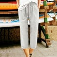 thumbnail image 4 of fartey Capri Pants for Women 2024 Elastic High Waist Pockets Pants with Drawstring Solid Color Casual Athletic Gym Running Trousers, 4 of 5
