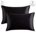 thumbnail image 2 of Gustave Set of 2 Ultra Soft Pillowcases with Envelope Closure Satin Pillow Case Standard Pillowcases King Queen Bed Size for Hair Skin, Black, 2 of 11