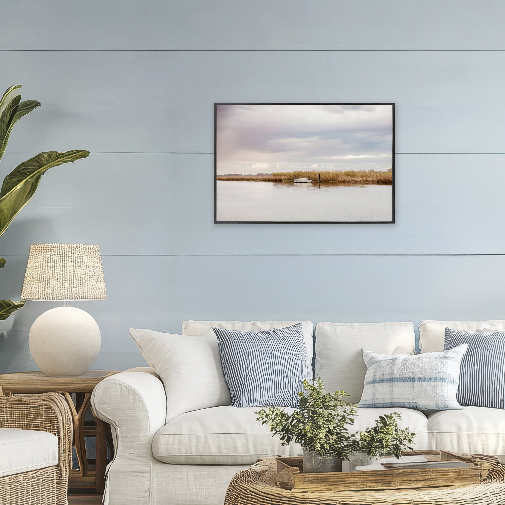 Stupell Industries Magical Mooring Landscape Black Framed Giclee Art, design by Christy Berry