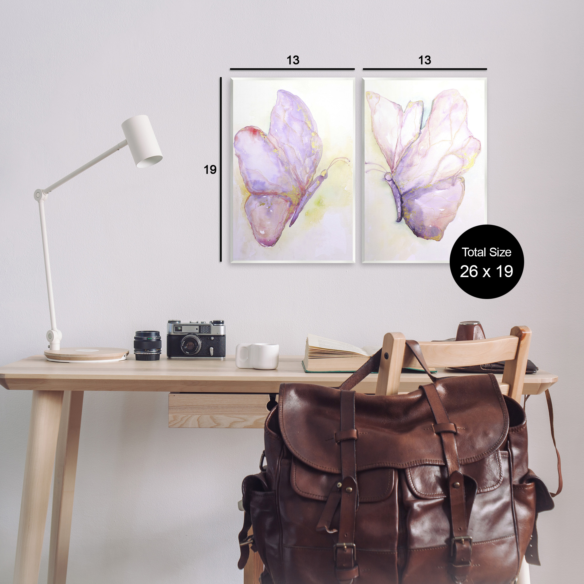 Stupell Industries Girls Glam Butterfly Wings Animals & Insects Painting Unframed Art Print Wall Art, 13 x 19, Set of 2