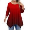 thumbnail image 7 of Xdegoge 3/4 Sleeve Shirts for Women Plus Size Tunic Tops Pleated Crewneck Dressy Casual Blouses Gradient Stretch Soft Comft Loose Fit Tshirt Fall Fashion Clothes Streetwear, 7 of 7