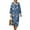 Blue Rose Floral, variant on COEQINE Women's Midi Dress 3/4 Sleeve Wrap V-Neck Casual Sundress, Loose Fit Linen-Like Calf Length Tunic Dress for Women, Machine Washable, Size L, Blue Rose Floral