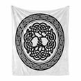 thumbnail image 1 of Celtic Soft Flannel Fleece Throw Blanket, Native Celtic Tree of Life Ireland Early Renaissance Modern Design, Cozy Plush for Indoor and Outdoor Use, 60" x 80", Black White, by Ambesonne, 1 of 6