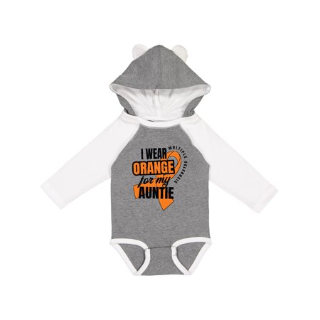 

Inktastic I Wear Orange For My Auntie Multiple Sclerosis Awareness Gift Baby Boy or Baby Girl Long Sleeve Bodysuit