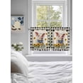 thumbnail image 3 of Pig Sunflowers 2 Panel Kitchen Curtains for Small Windows, Yellow Floral Black White Checkered Rustic Bathroom Tier Curtain, Short Window Treatment for Bedroom/Living Room 55"x24", 3 of 6