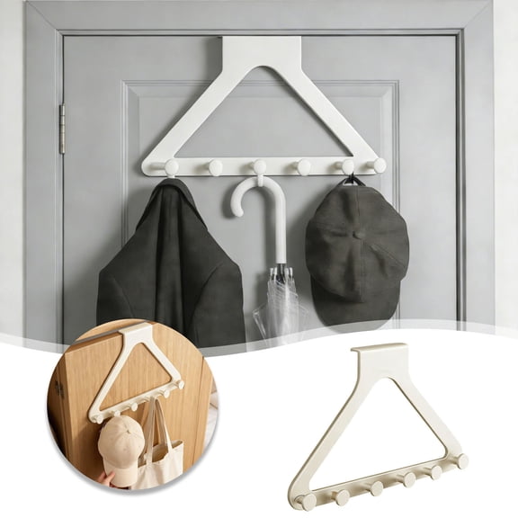 No Drill Over The Door 6 Hook Rack Heavy Duty No Required Kitchen Bathroom Closet Organizer Space Saving Hanger For Towels Coats And Hats One Size Home Decor