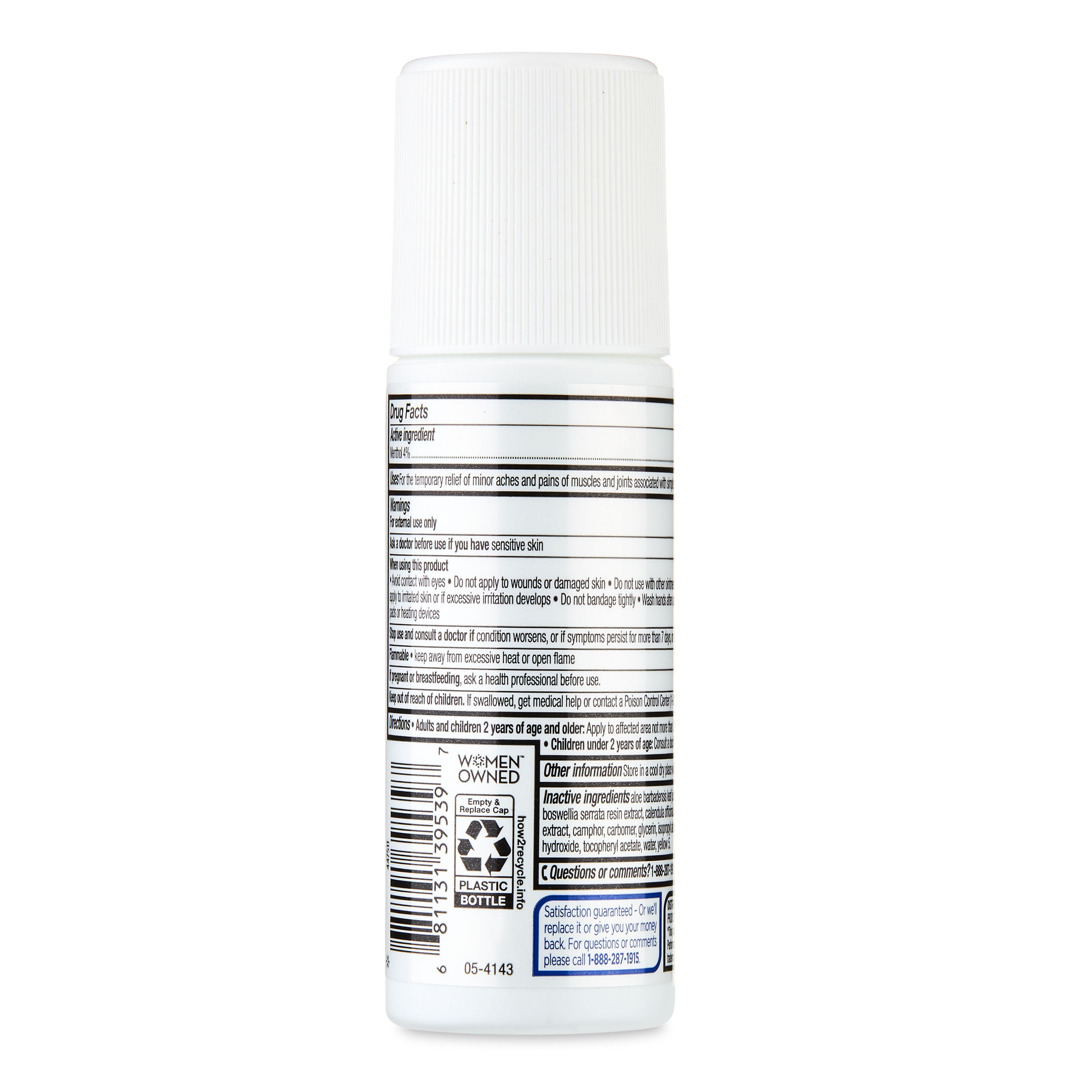 Equate Cold Therapy Pain Relieving Gel Roll-on with Menthol, 4% Topical Analgesic, 2.5 fl oz