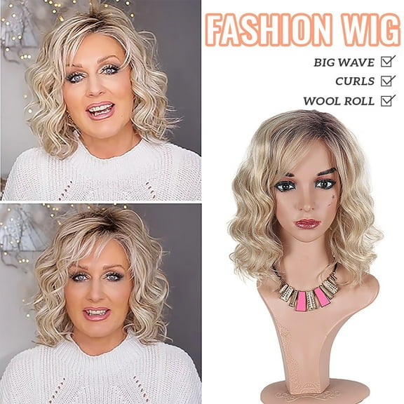 DOPI Short Hair High Curly Temperature Wig Wig Gradient Color Gradient Silk Headgear wig