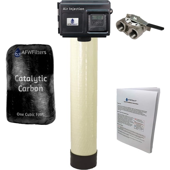 AFWFilters Air Injection Gold 10 with Fleck 2510SXT and 1" Bypass - AIG10-25SXT - For Iron Hydrogen Sulfide Rotten Egg Odor Manganese