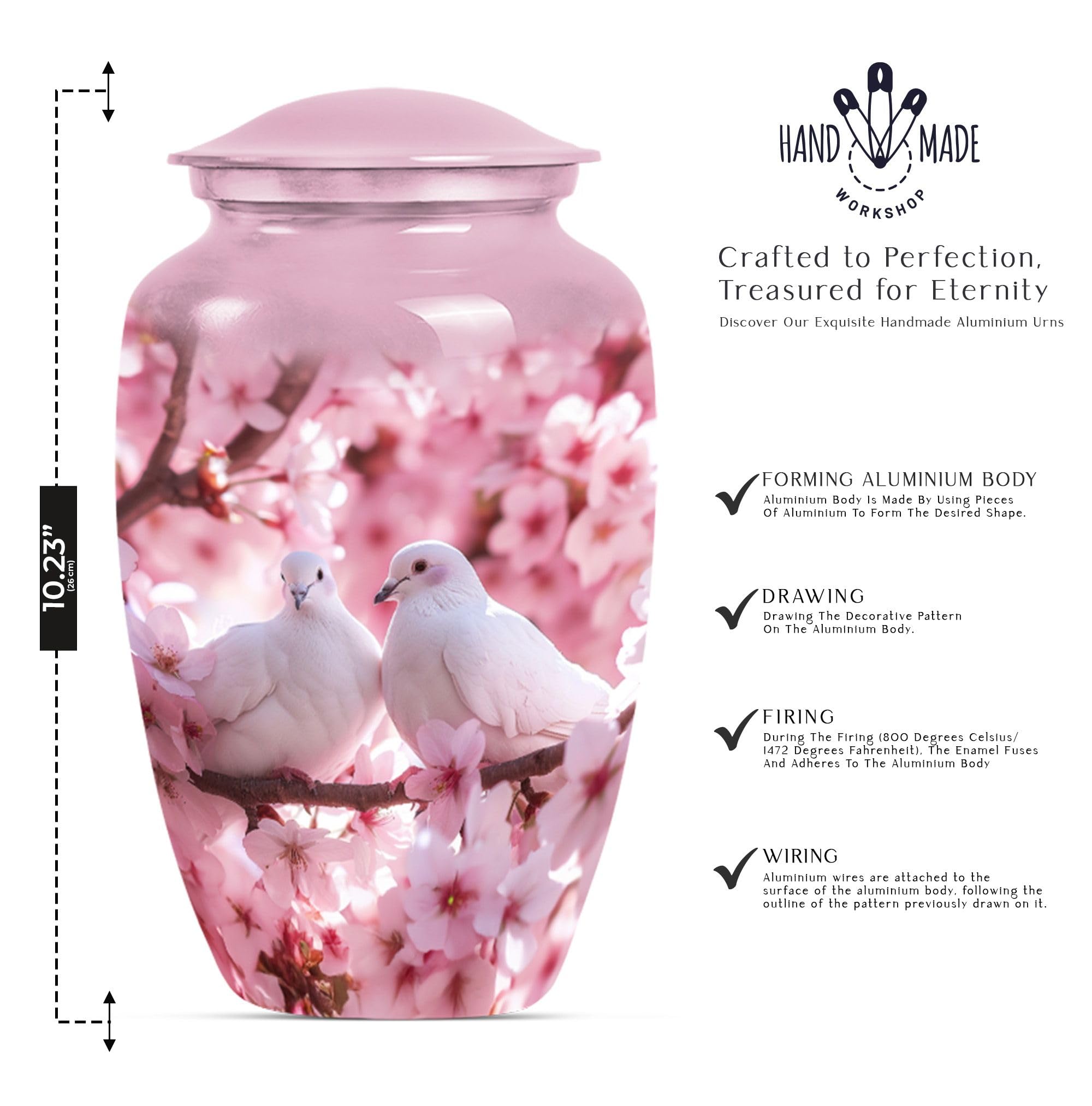 SUBSH Beautiful Dove Urn, 10 Inch Urn, Large Urns for Human Ashes, Urns for Human Ashes, Pet Urns for Dogs Ashes, Cat Urns for Ashes, Decorative Urns, Urn for Human Ashes Adult Male