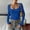 Blue, variant on Vinsonshop Long Sleeve Ruched Shirts for Women Square Neck Slim Fit Y2k Going Out Tops Bodycon Tee Hot Pink L