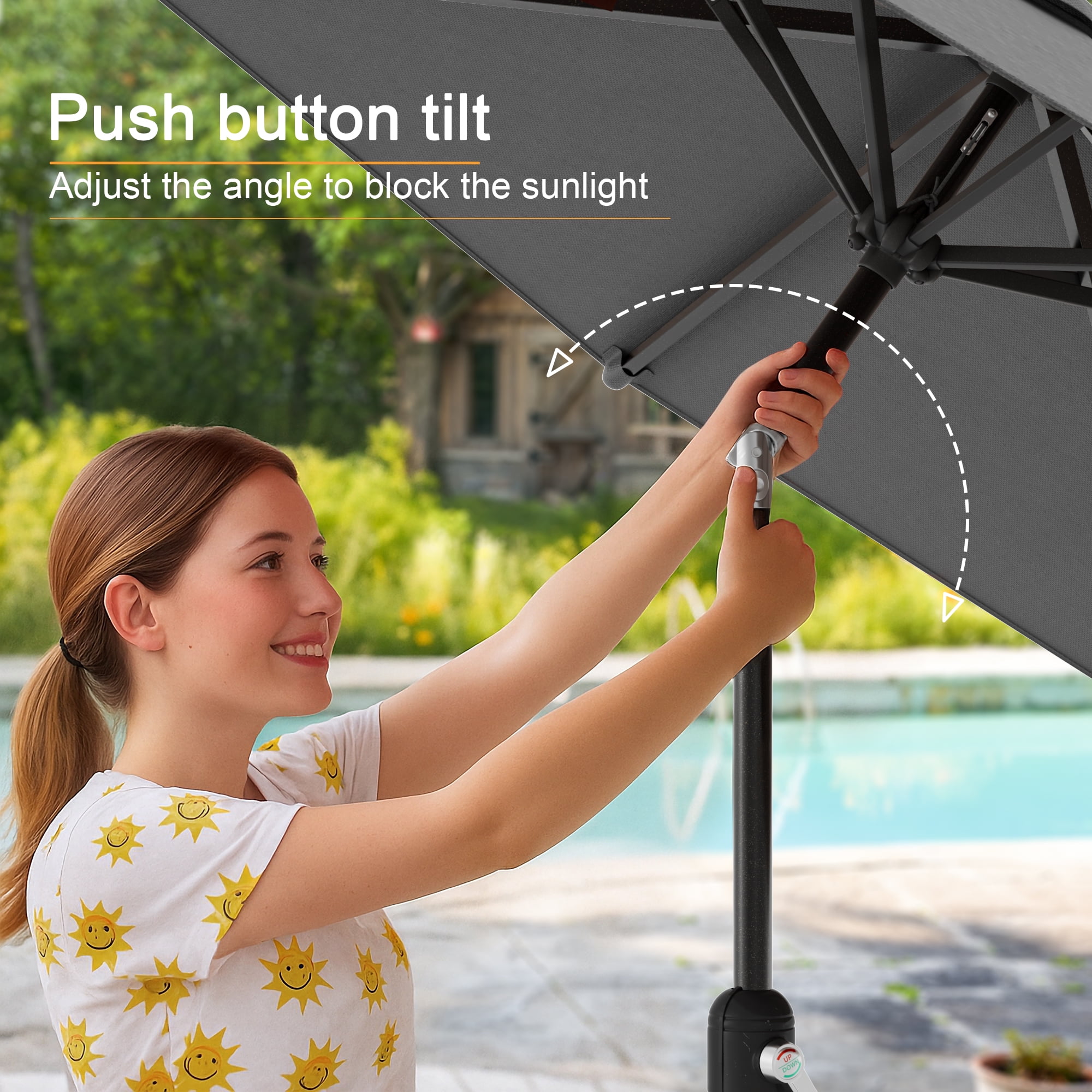 ACEGOSES 9ft Outdoor Patio Umbrella with Tilt 8 Ribs and Crank for Garden and Yard,Cold Gray