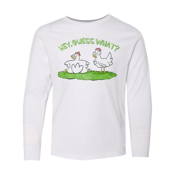 Inktastic Hey, Guess What? Chicken Butt Long Sleeve Youth T-Shirt