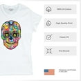 thumbnail image 4 of Tee Hunt Dean Russo Sugar Skull T-Shirt Day of The Dead Neon Calaver Women's T-Shirt Tee, White, 3X-Large, 4 of 5