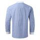 thumbnail image 3 of Camisas Vaqueras Para Hombre Camisa con botones de manga larga a rayas informales de lino y algodón con cuello levantado para hombre (Blue, L), 3 of 7