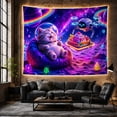 thumbnail image 6 of Space Cat with Drone on Lunar Landscape, Whimsical Celestial for Kids, Fantasy Planet Wall Art, Birthday Gift, Tapestry Wall Hanging for Bedroom and Living Room, 6 of 7