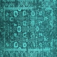 thumbnail image 1 of Ahgly Company Machine Washable Indoor Square Oriental Turquoise Blue Industrial Area Rugs, 4' Square, 1 of 4
