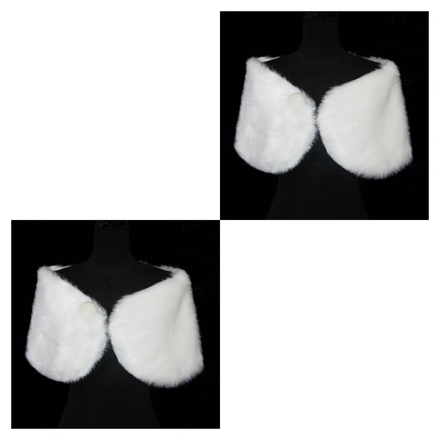 Sonducket Portable Soft Plush Shawl Lightweight Warm Cape Lady Wedding Bridal Shawls Exquisite Women Dress Thicken 2piezas