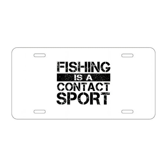 DistinctInk Custom Aluminum Vanity License Plate for Front of Car - Fishing is a Contact Sport
