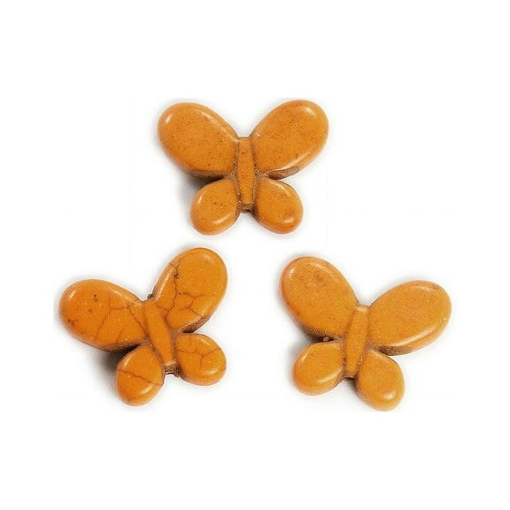20x25mm Pack Of 6 Orange Howlite Carved Small Butterfly Beads Genuine Gemstone Natural Jewelry Making