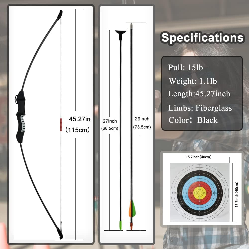 Runzkzy Bow and Arrow for Teens Beginner Archery Shooting Practice Compound Bow Training Set