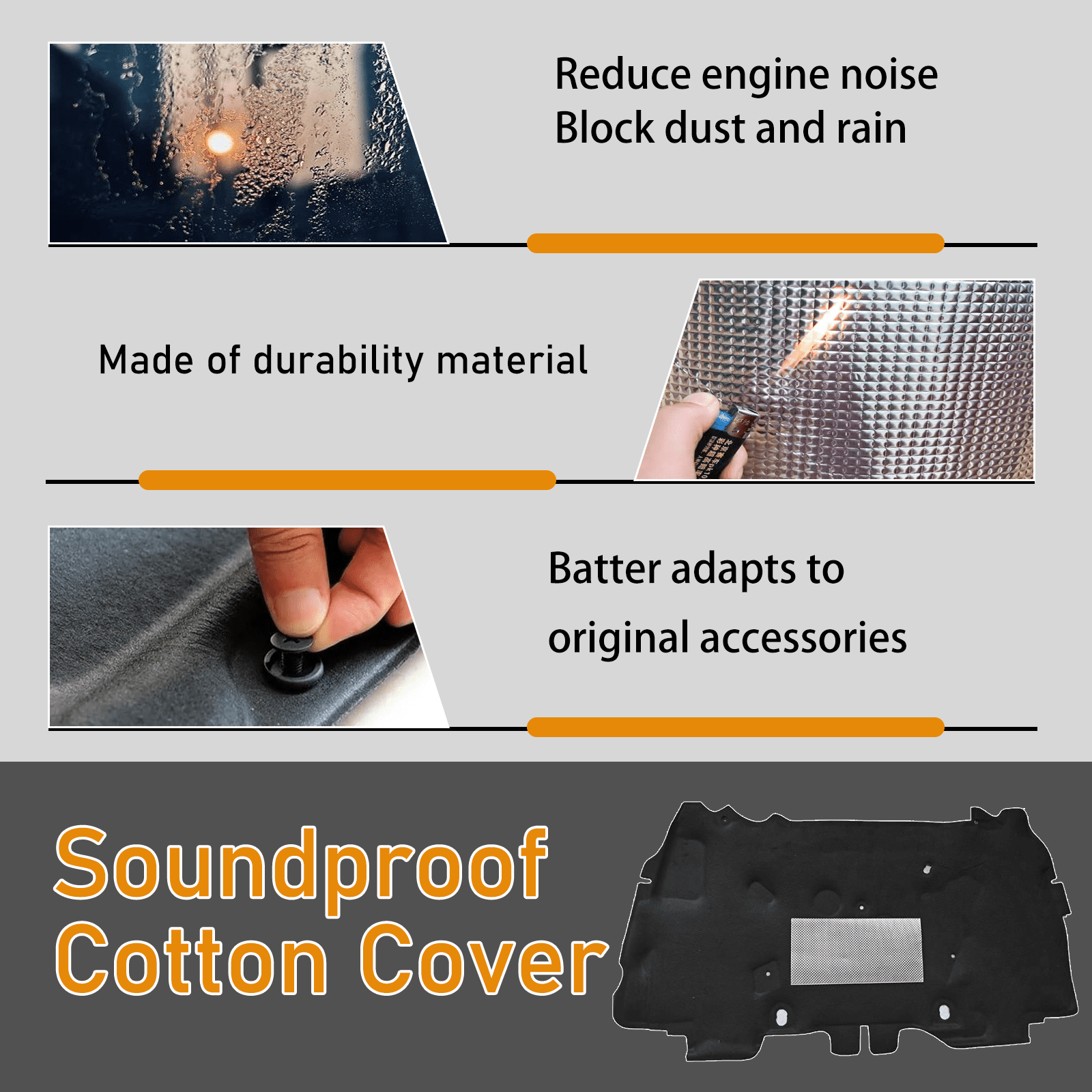 Front Hood Engine Sound Heat Insulation Pad,Soundproof Cotton Cover For Jeep For Wrangler 2007 2008 2009 2010 2011 2012 2013 2014 2015 2016 2017,Car Assecories Firewall Mat Pad Cover Noise Deadener