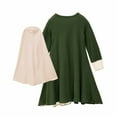 thumbnail image 6 of Odeerbi Muslim Dress For Girls 2025 Long Sleeve Round Neck Patchwork Color Long Dress with Headband Cover Two-piece Set Green, 6 of 9