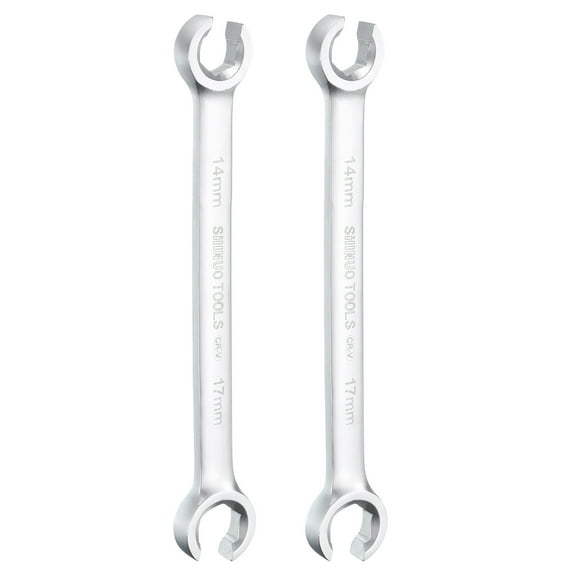 2pcs Flare Nut Metric Wrench 14mm x 17mm High Carbon Steel Nickel Plating