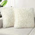 thumbnail image 1 of Set of 2 Decorative Throw Pillow Covers 18x18, Cream White Fluffy Pillow Covers New Luxury Faux Fur Square Sofa Pillow Covers for Sofa Couch Living Ro, 1 of 4
