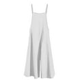 thumbnail image 4 of Usmixi Jumpsuits for Women Casual Plus Size Loose Wide Leg Lightweight Cotton Linen Strap Long Jumpsuits Overalls Summer Formal Solid Square Neck Sleeveless Maxi Rompers White l, 4 of 4