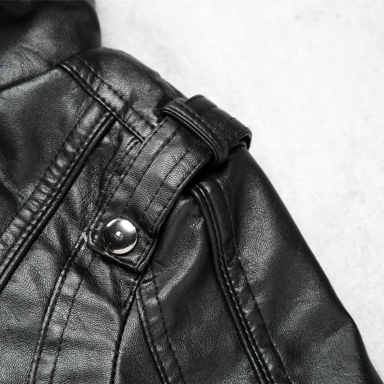 Dezsed Toddler Baby Boy Motorcycle Faux Leather Jackets Coat Clearance Fashion Kids Coat Baby Boys Thick Coat Winter Motorcycle Jacket 170 Black