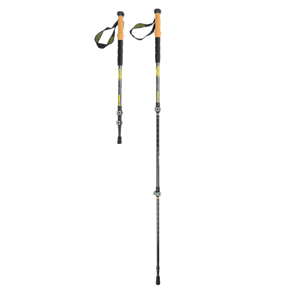 Open Box Cascade Mountain Tech Carbon Fiber Quick Lock Trekking Poles, Adjustable 26-54 in, Cork Grip, Tungsten Carbide Tips, Set of 2