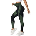 thumbnail image 3 of iHPH7 Womens Leggings Tummy Control No Front Seam 3d Butt Lifting Yoga Leggings for Women Opaque Slim Yoga Pants Scrunch Leggings Seamless Gym Outfits for Women Dark Green L, 3 of 9