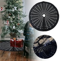 23 Inch Halloween Christmas Tree Skirt - Black and White Annual Rings Design, Spooky Spider Web Mat for Xmas, Holiday Party Decor, Funny Decoration Supplies