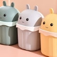 thumbnail image 4 of Cute Mini Desk Trash Can With Lid Small Waste Basket For Bedroom Office Bathroom Multi Functional Garbage Container Home Decor, 4 of 6