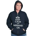 thumbnail image 4 of Keep Calm Mermaid On Beach Day Cute Women Plus Size Zipper Hoodie Brisco Brands 4X, 4 of 5